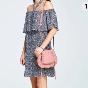 Rebecca Minkoff Vanity Saddle Bag Lilac Rose Leather Crossbody Purse Bag